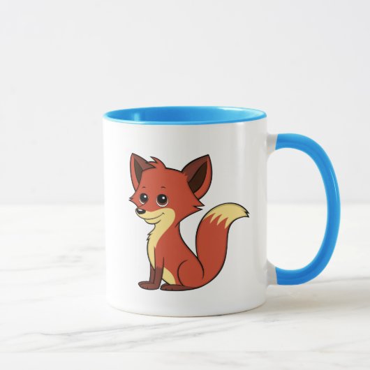 Coupe de caricature Fox Blue et White Mug (Droite)