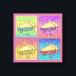 Coupe de la galerie d'art pop PIE Toile enveloppée<br><div class="desc">Un quad classique de style pop art de quatre tranches de tarte avec un thème de fête. Parfait pour la cuisine,  une boulangerie ou un boulanger ! Choisissez votre couleur arrière - plan de toile !</div>
