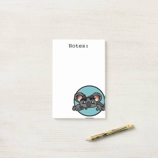 COUPE DE L'OURS DE KOALA GRAPHIQUE POST-IT NOTEPAD (Sur un bureau)