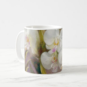 Coupe de Mug d'Art Floral Fleurs Orchidées Blanche