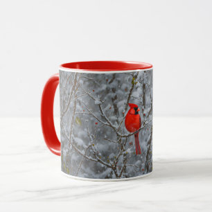 Coupe de Mug de Fête de l'Oiseau Cardinal Rouge