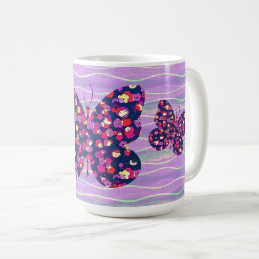 Coupe de Mug de papillon violet rétro (Devant droit)
