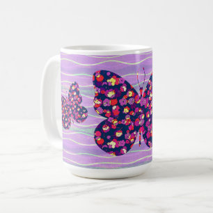 Coupe de Mug de papillon violet rétro