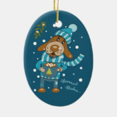 Coupe de Noël bleu ornement en céramique (Dos)