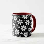 Coupe de tasse en forme de fleur noire et blanche (Devant droit)
