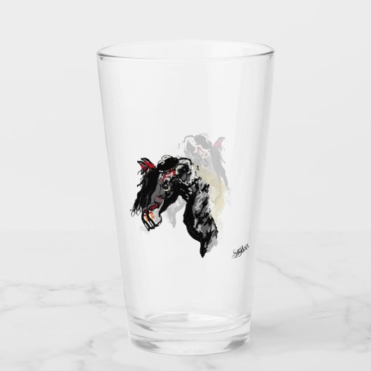 Coupe de verre : Cheval avec soif (Devant)
