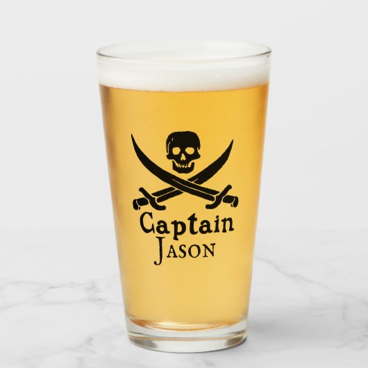 Coupe de verre de capitaine pirate personnalisé (Devant (rempli))