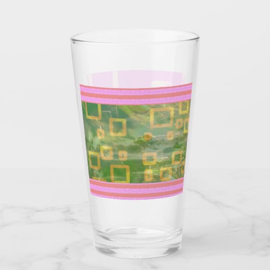 Coupe de verre géométrique rose vert (Devant)