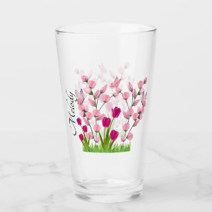 Coupe de verre glacé Fleurs et Papillons de marque