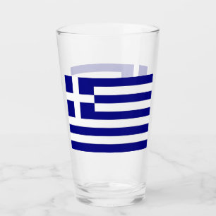 Coupe de verre patriotique avec drapeau de la Grèc