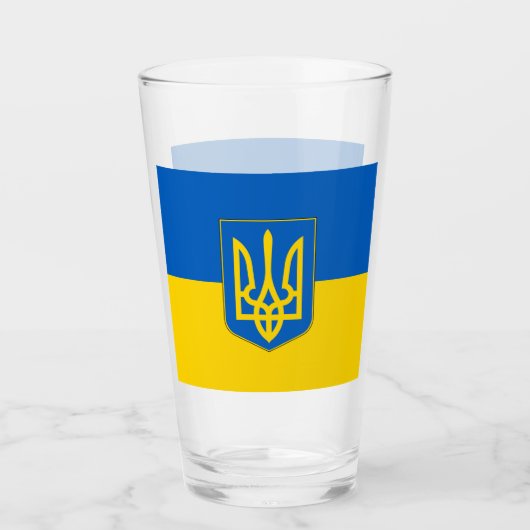 Coupe de verre patriotique avec drapeau de l'Ukrai (Devant)