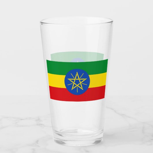 Coupe de verre patriotique avec drapeau d'Ethiopie (Devant)