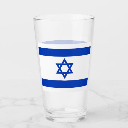 Coupe de verre patriotique avec drapeau d'Israël (Devant)