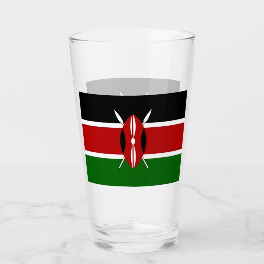 Coupe de verre patriotique avec drapeau du Kenya (Devant)