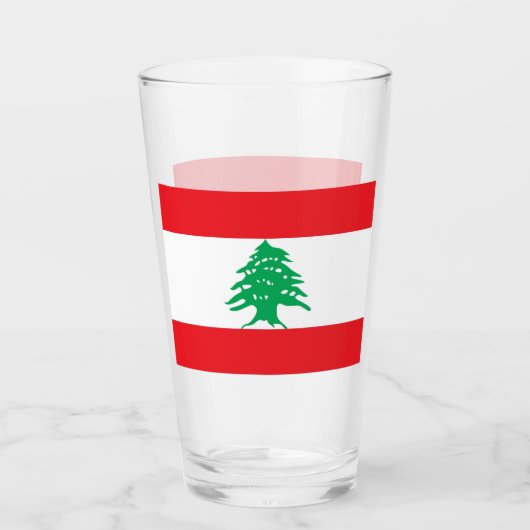 Coupe de verre patriotique avec drapeau du Liban (Devant)