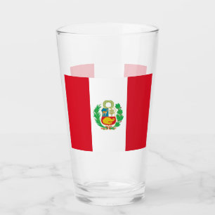 Coupe de verre patriotique avec drapeau du Pérou