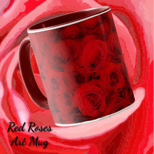 Coupe Deep Red Roses Art Mug