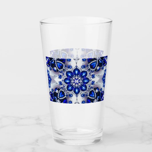 Coupe en verre aux couleurs Bleues Blances (Devant)
