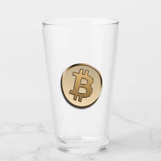 Coupe en verre Bitcoin doré (Devant)