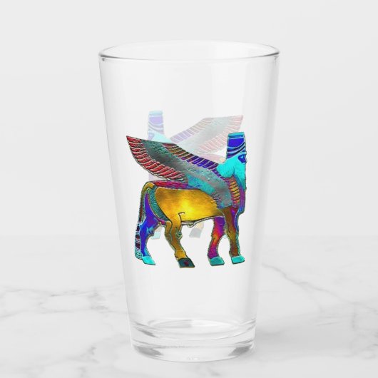 Coupe en verre Lamassu coloré (Devant)