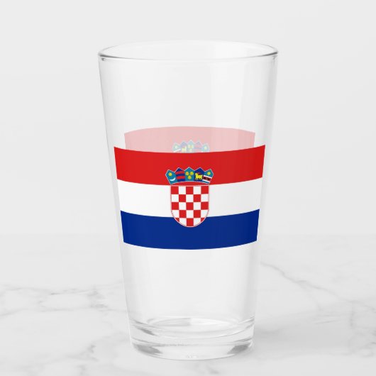 Coupe en verre patriotique avec drapeau de Croatie (Devant)