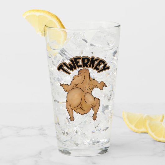 Coupe en verre Twerkey de Thanksgiving (Devant glace)