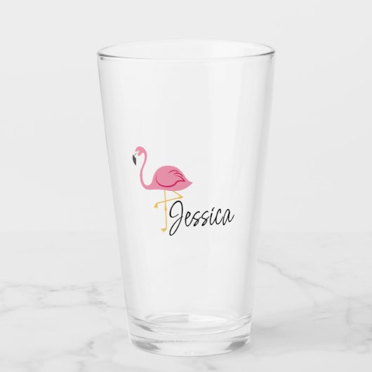 Coupe Flamant rose rose en verre (Devant)