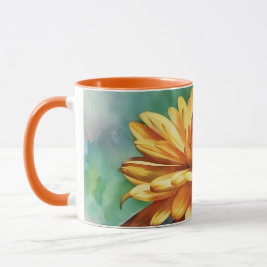 Coupe Gold Orange Flower Mum Art Mug (Gauche)