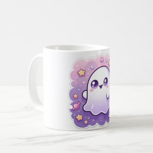 Coupe Kawaii Ghost Mug Cute Pastel Halloween Coffw (Devant gauche)