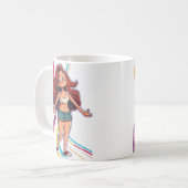 Coupe Mug fille heureuse, vibrante, colorée, amusa (Devant gauche)