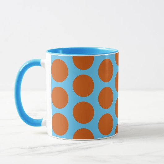 Coupe Orange et Aqua Blue Polka Dot Art Mug (Gauche)
