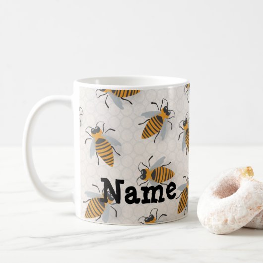 Coupe Personnalisée Hive Bees Hive Design Café Mug (Avec donut)