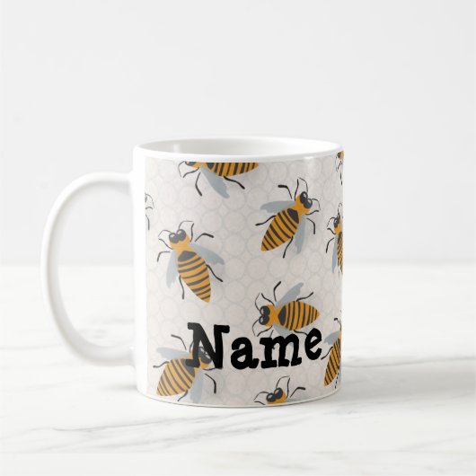Coupe Personnalisée Hive Bees Hive Design Café Mug (Gauche)