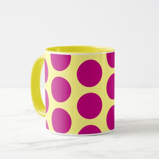 Coupe rose sur Poka Jaune Dot Art Mug (Devant gauche)