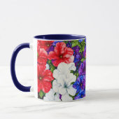 Coupe Rouge blanc et bleu Petunia Flowers Mug (Gauche)