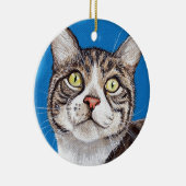 Coupe Tabby Peinture de chat Ornement en céramique (Droite)