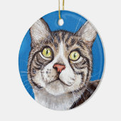 Coupe Tabby Peinture de chat Ornement en céramique (Gauche)