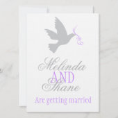 Coupe violet de colombe invitation à mariage (Devant)