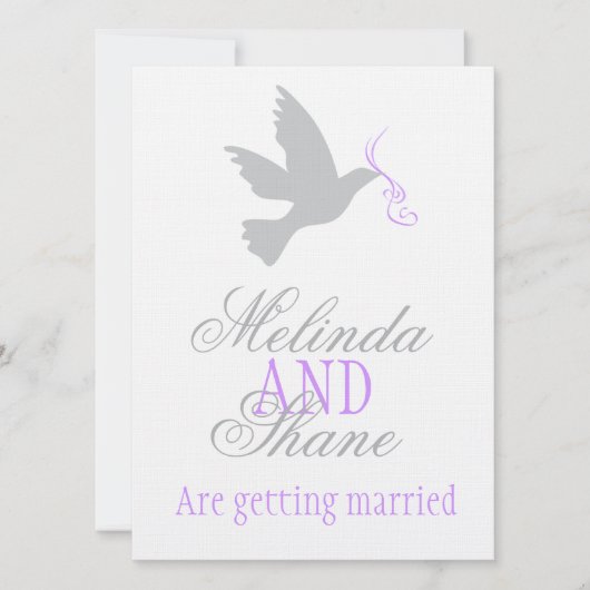 Coupe violet de colombe invitation à mariage (Devant)