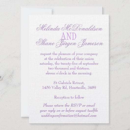 Coupe violette de colombe blanche invitation de ma (Dos)