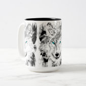 Coupe Wolf Head Coffee | Gray Wolf Dessin Mug (Devant gauche)