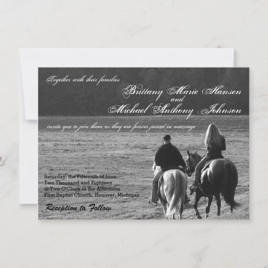 Couple à cheval Invitations de mariage rustique (Devant)