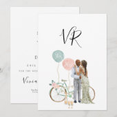 Couple afro-américain illustré Save The Date (Devant / Derrière)