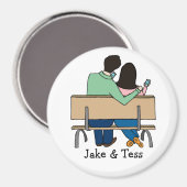 Couple amoureux du smartphone - aimant de dessin a (Recto/Verso)