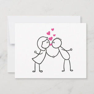 Couple baisant mignon avec carte d'amour des coeur