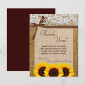 Couple Burlap en dentelle de tournesol à Carte de (Devant / Derrière)