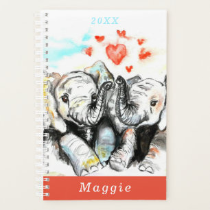 Couple Couple Elephant Planner Nom personnalisé et