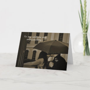 Couple Couple Parapluie Joyeux Anniversaire Carte
