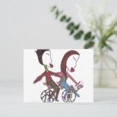 couple cycliste sur carte postale (Debout devant)