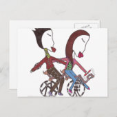 couple cycliste sur carte postale (Devant / Derrière)